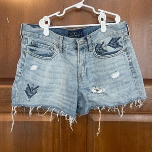 Lucky Brand Jeans Shorts Women's Cut Off Midi Embroidered Distressed Size 8/29